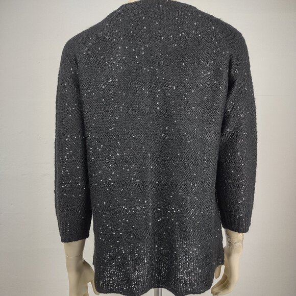 NWT Anne Klein black sparkly sequin crew neck pullover sweater ladies Large - Picture 4 of 8